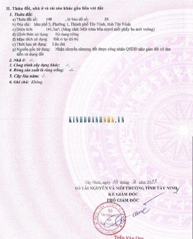Bán đất mặt tiền đường Huỳnh Công Nghệ, diện tích 141 m2, thuộc phường 1, TP Tây Ninh.