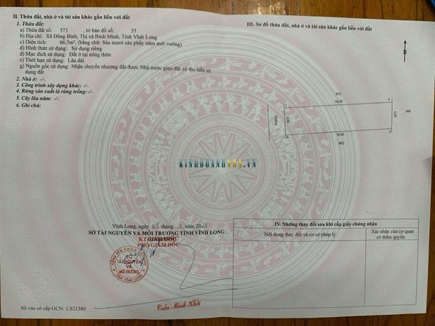 Bán đất thổ cư mặt tiền trục chính KDC Bờ Đai, Bình Minh, Vĩnh Long.