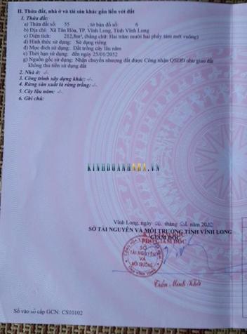 Bán nền lộ ô tô gần Quốc lộ 80, Phường Tân Hòa, Vĩnh Long.