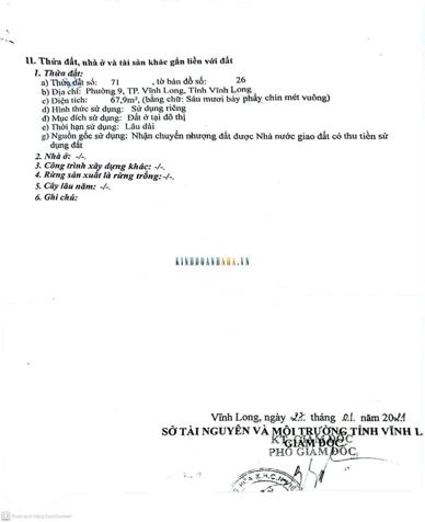 Bán đất lộ nhựa tại Khu tập thể cầu đường, Phường 9, Vĩnh Long.