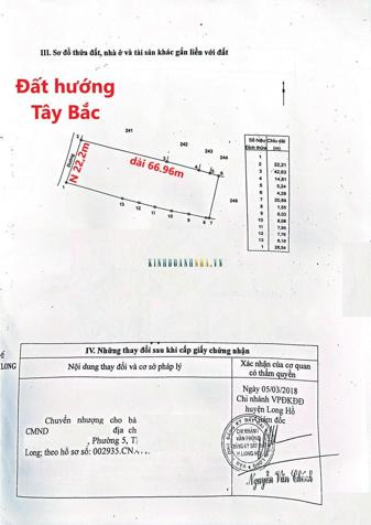 Bán đất gần đường Đinh Tiên Hoàng, khu vực Tân Hưng, Tân Hạnh, Vĩnh Long. Diện tích rộng rãi, vị trí thuận lợi, thích hợp cho việc xây dựng hoặc đầu tư.