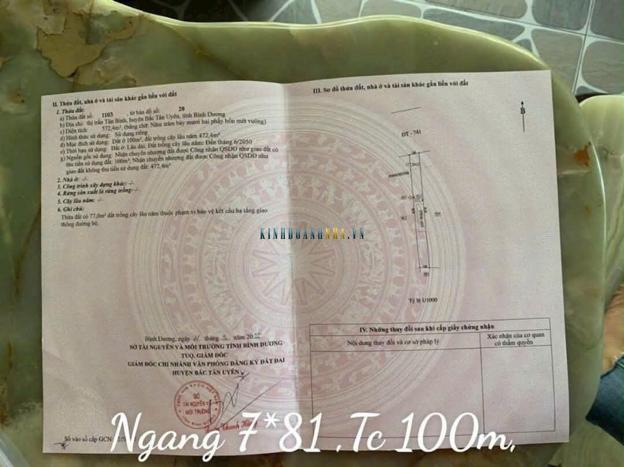 Giá cực kỳ hấp dẫn ngay vòng xoay cổng xanh! Chủ cần bán lô đất mặt tiền DT741, diện tích 7x80m, trong đó có 100m thổ cư, chỉ 3 tỷ 5