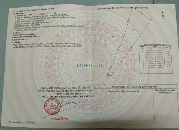 Đất cây lâu năm tại xã Phước Hiệp, diện tích 3403m2, giá chỉ 2 tỷ 500