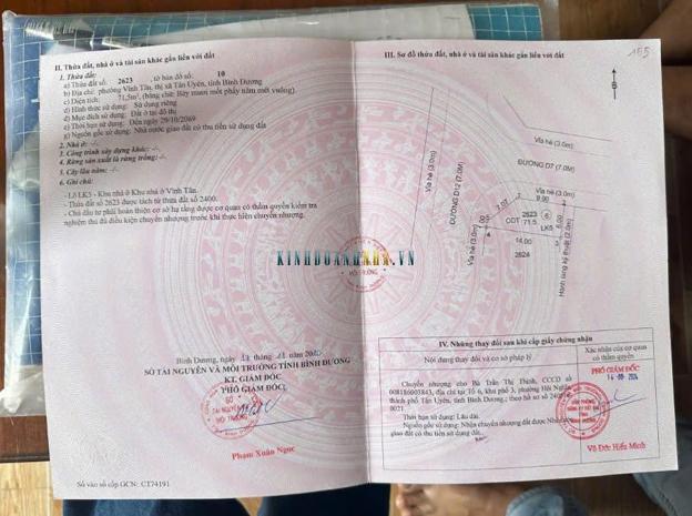 Bán lô góc KDC Vĩnh Tân giá 1.170 tỷ, gần chợ và trung tâm xã Vĩnh Tân. Liên hệ 0986694438 để biết thêm chi tiết.