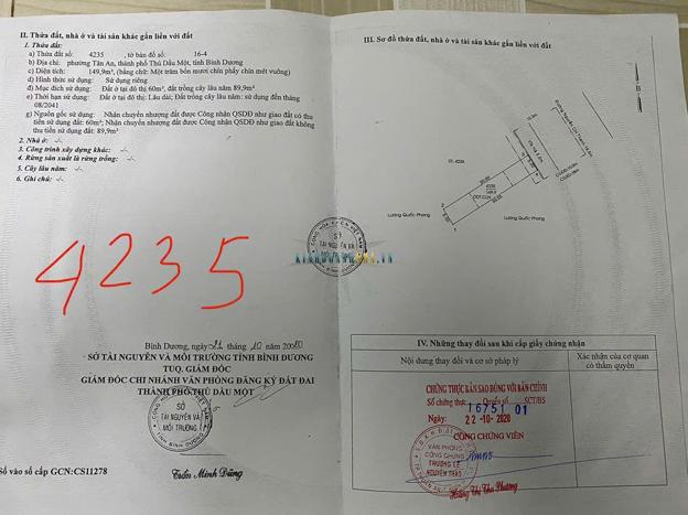 Bán 150 m2 đất, trong đó có 60 m2 thổ cư, mặt tiền Nguyễn Chí Thanh, Tân An, Thủ Dầu Một, Bình Dương.