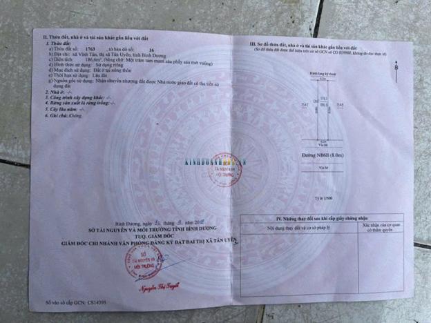 Cần bán lô đất 6.2x30m trên đường NB6, khu E gần DB5, hướng Nam, thuộc khu vực Vĩnh Tân, Tân Uyên, Bình Dương. Vị trí đẹp, thích