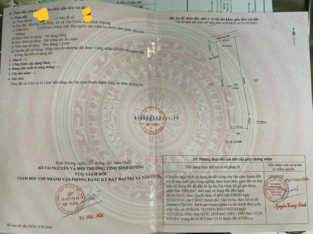 Bán lô đất 2638,6m2 phù hợp cho việc xây dựng xưởng hoặc kinh doanh đa ngành nghề. Liên hệ ngay qua số điện thoại 0986694438 để biết thêm chi tiết.