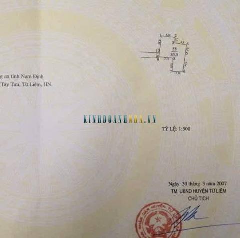 Bán đất tại Tây Tựu, Bắc Từ Liêm, diện tích 85.5 m2, giá 5.35 tỷ.