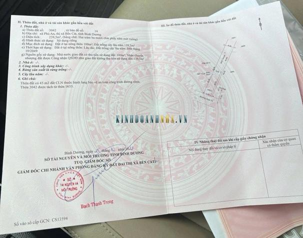 Bán đất Phú An, Bến Cát, gần trung tâm, diện tích 6x40, giá 1 tỷ 700 triệu.