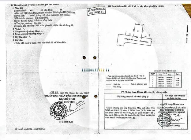 Bán đất đường Lê Văn Lương, khu dân cư Rạch Tôm, diện tích 96m2, sổ riêng, xây dựng tự do, giá 3.75 tỷ.