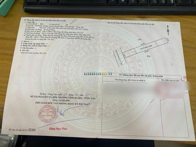 Bán đất 200m² giá 1.6 tỷ tại Xã Phước Thuận, Huyện Xuyên Mộc.
