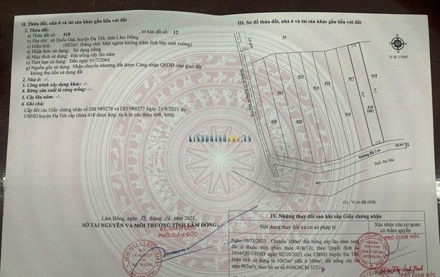 Bán đất 1000m² giá 499 triệu tại Xã Quốc Oai, Huyện Đạ Tẻh.