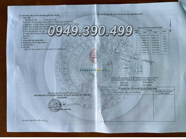 Bán đất gần Ngã tư Nguyễn Bình, diện tích 5x24m (119.3m²), giá 5.35 tỷ, tọa lạc tại xã Nhơn Đức, huyện Nhà Bè. Sổ riêng,