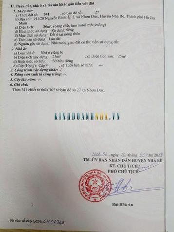 Cần bán gấp lô đất Khu Hoàng Hoa, Nguyễn Bình, diện tích 5x16m, đã có sổ riêng.