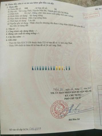 Bán đất đường Nguyễn Văn Tạo, diện tích 81.6m², giá 3.3 tỷ, tại Xã Long Thới, Huyện Nhà Bè.