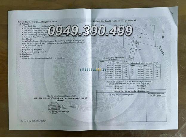 Bán đất huyện Nhà Bè, diện tích 100,4m², giá 4,5 tỷ, tại Xã Nhơn Đức, có sổ hồng riêng.