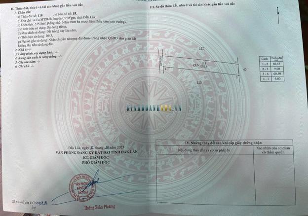 Bán đất 537.1m² giá 149 triệu tại Xã Ea M'DRóh, Huyện Cư M'gar.